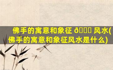 佛手的寓意和象征 🐛 风水(佛手的寓意和象征风水是什么)